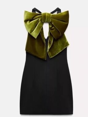 Zara Velvet Bow Maxi Dress Size Small